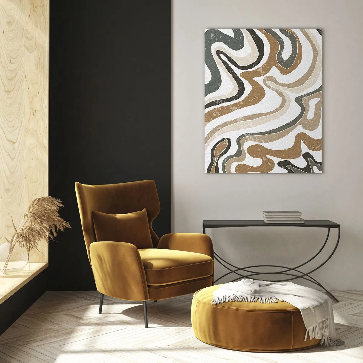 Billede på glas - Slyngninger af jordfarver - 50x70 cm