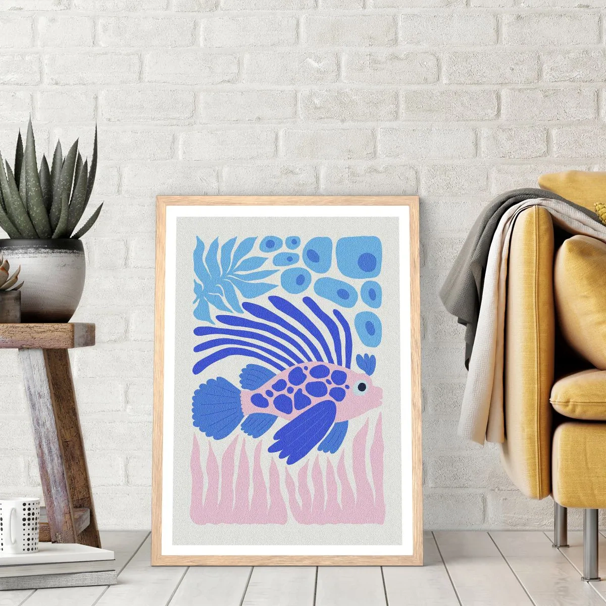 Plakat i ramme af lyst egetræ - I dit rette element - 50x70 cm