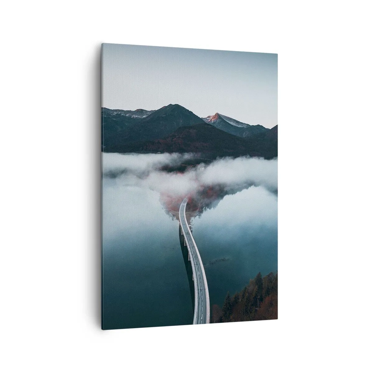 Lærredstryk - Billede på lærred - Over vand så glat som et spejl - 70x100 cm