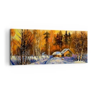 Lærredstryk - Billede på lærred - Vinterindtryk i solen - 100x40 cm