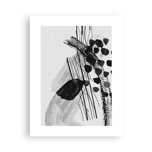 Plakat - Sort og hvid organisk abstraktion - 30x40 cm