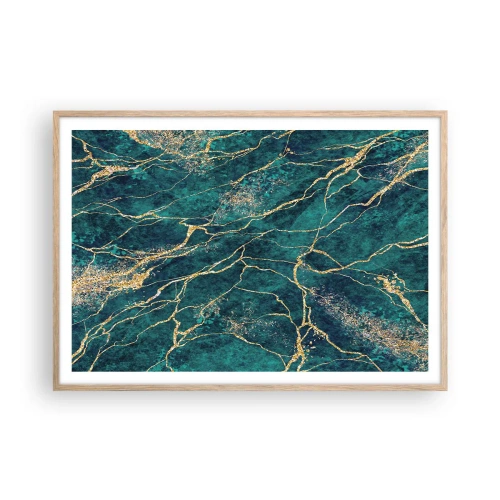 Plakat i ramme af lyst egetræ - Guldåre - 100x70 cm