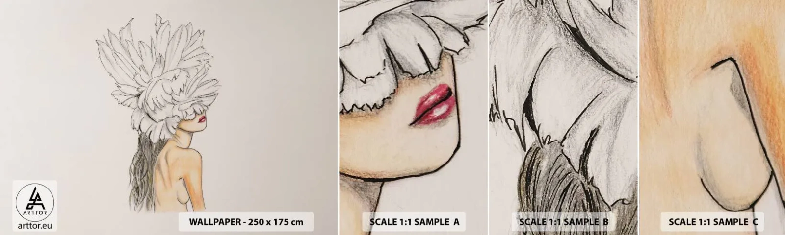 Prøve Fototapet Selvklæbende Deluxe Sticker - Skønhed kronet - Abstraktion, Kvinde, Legeme - 100x30 cm