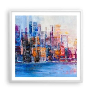 Plakat i hvid ramme - En glad metropol - 60x60 cm