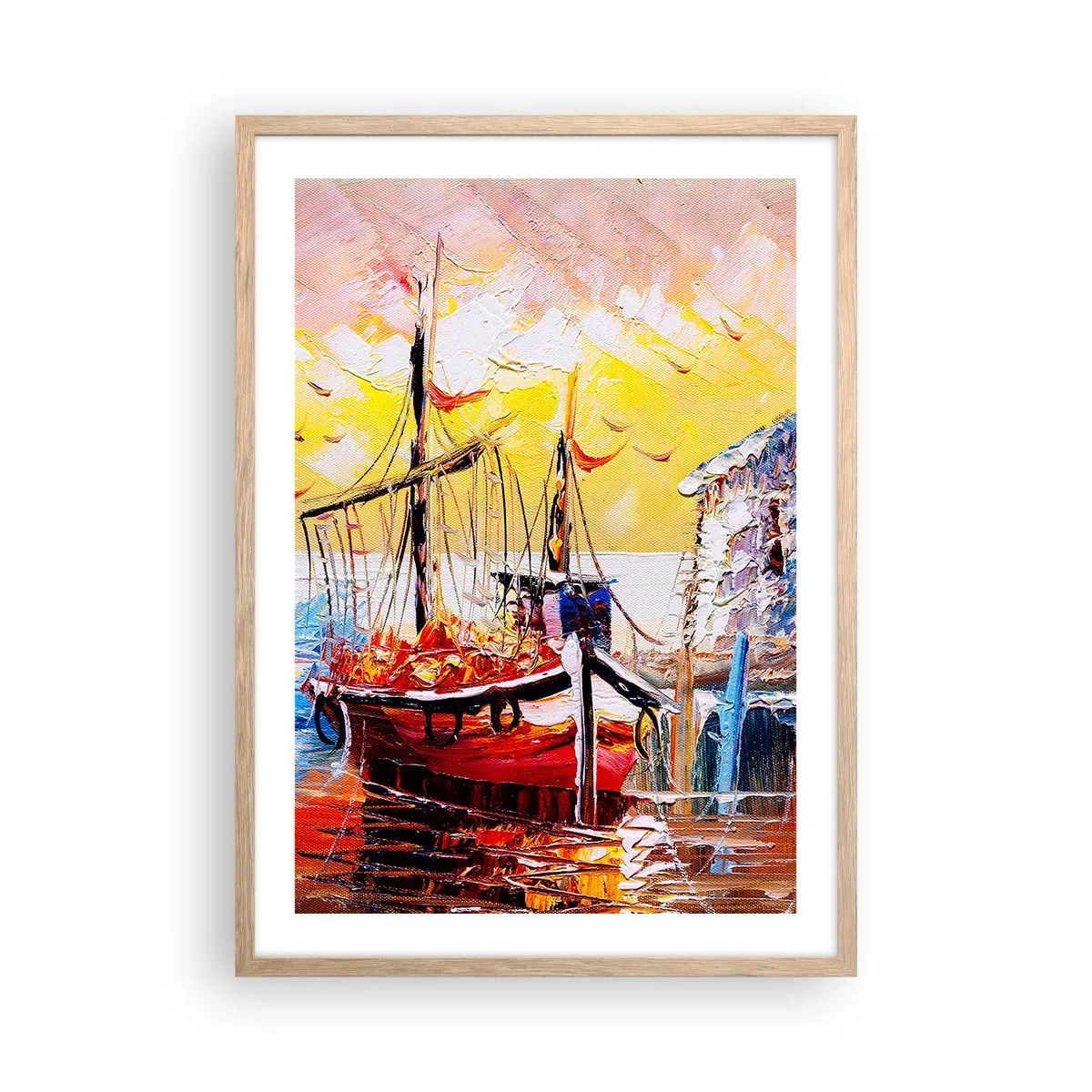 Plakat i ramme af lyst egetræ - Glædelig tilbagevenden - 50x70 cm