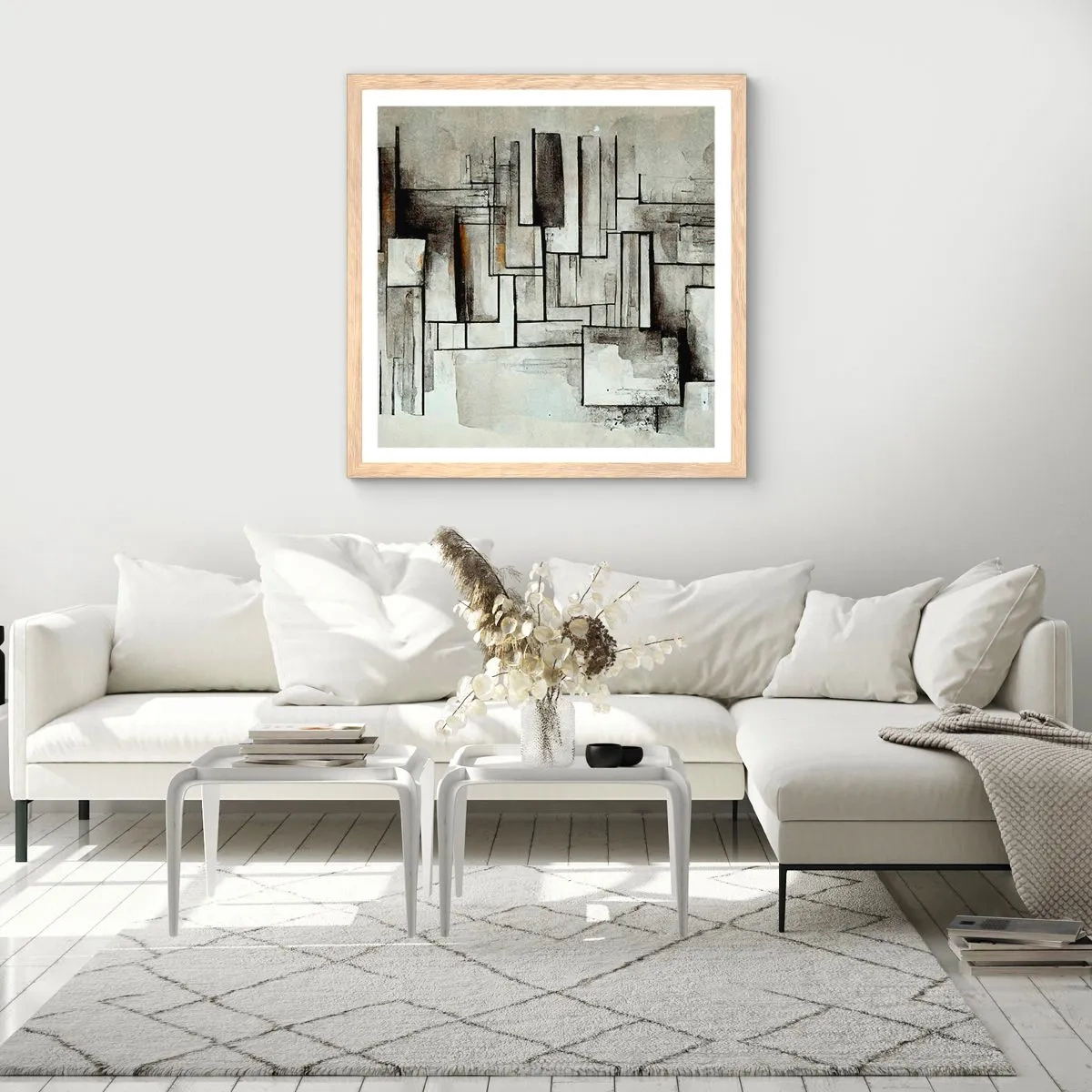 Plakat i ramme af lyst egetræ - Enkelthedens kraft - 30x30 cm