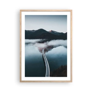 Plakat i ramme af lyst egetræ - Over vand så glat som et spejl - 50x70 cm