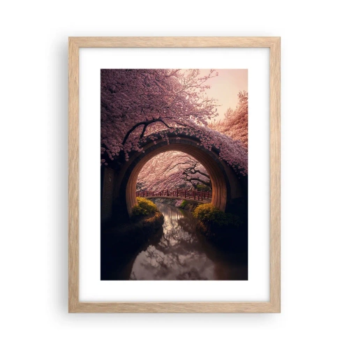 Plakat i ramme af lyst egetræ - Japansk forår - 30x40 cm