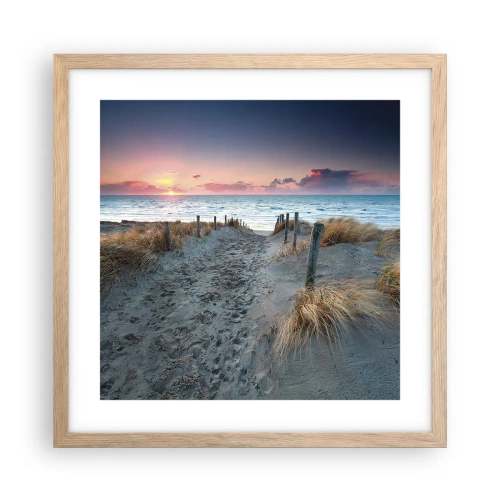 Plakat i ramme af lyst egetræ - Du har udgydt en regnbue af strålende pragt.... - 40x40 cm