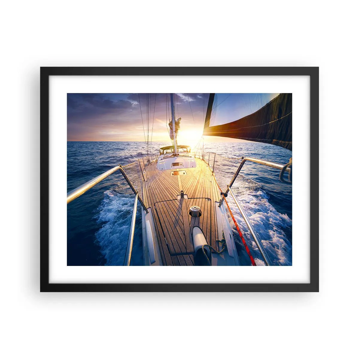 Plakat i sort ramme - Løber på bølgerne - 50x40 cm