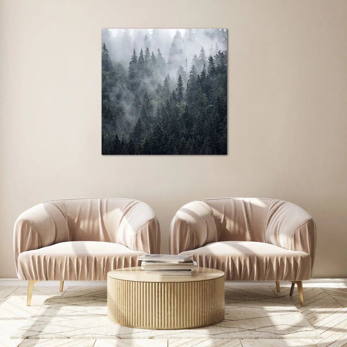 Billede på glas - Skovens daggry - 60x60 cm