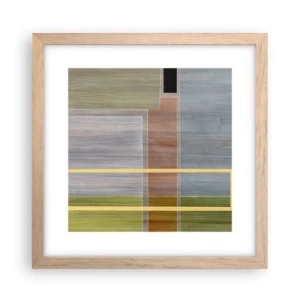 Plakat i ramme af lyst egetræ - Lige og rolig - 30x30 cm