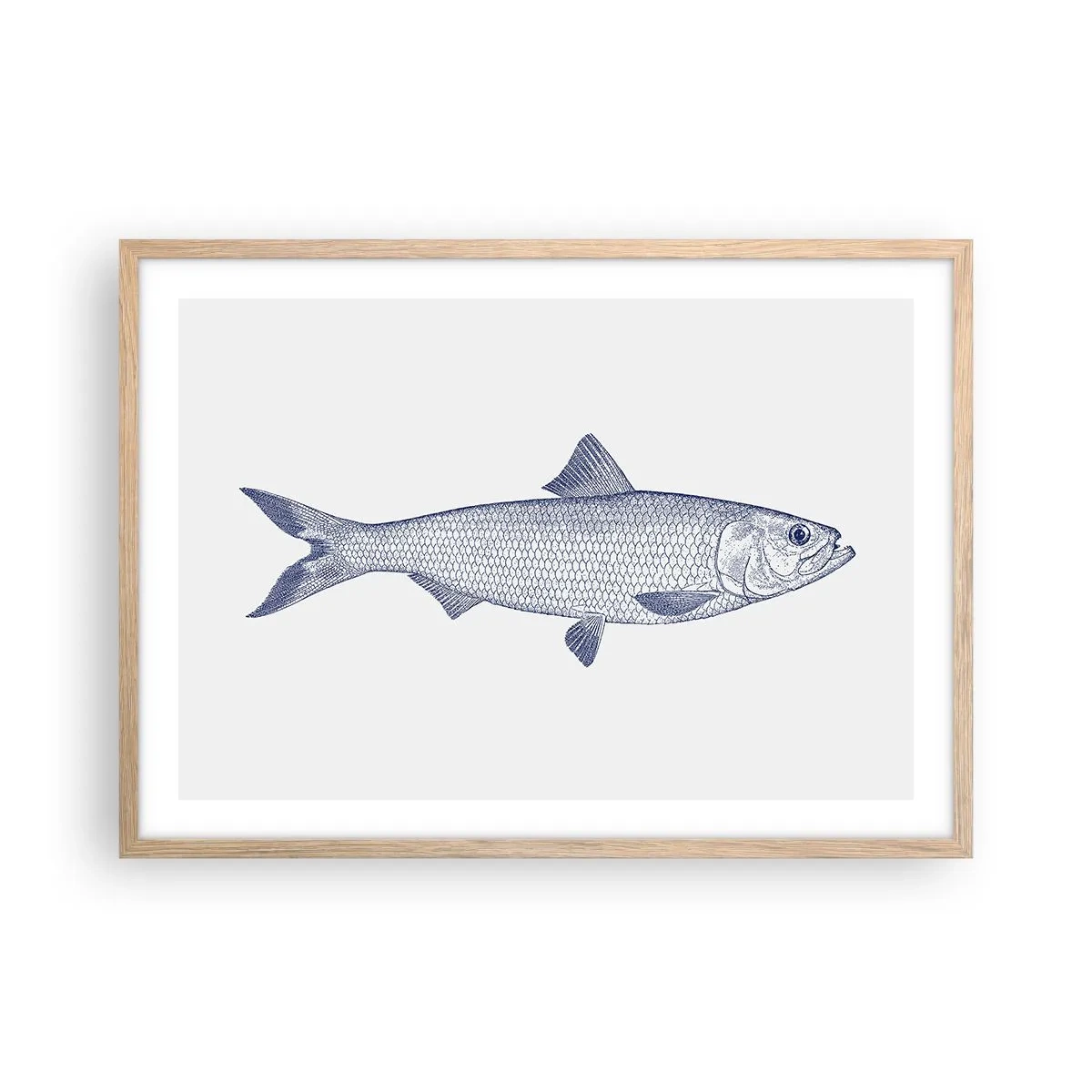 Plakat i ramme af lyst egetræ - Hilsner fra de nordlige have - 70x50 cm