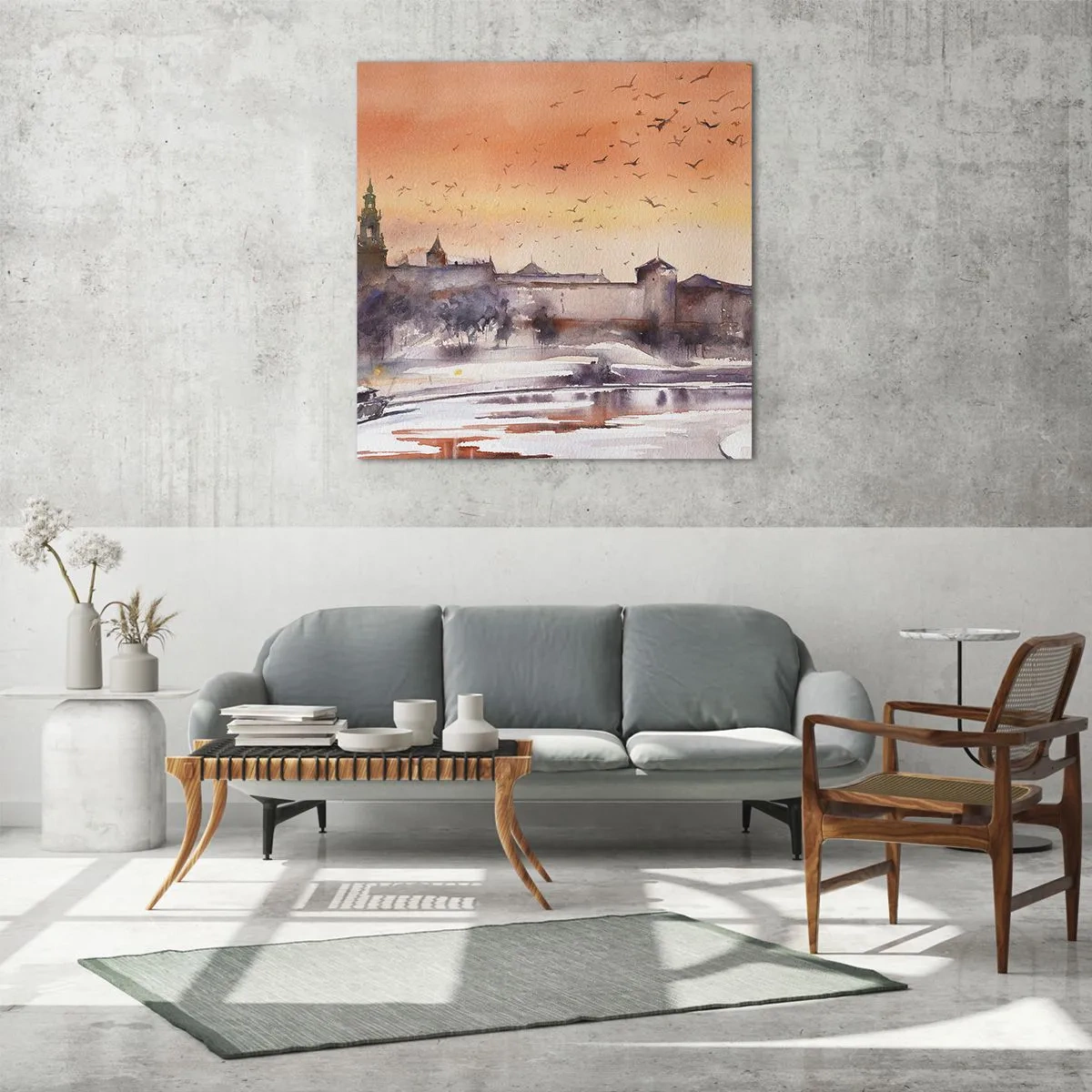 Billede på glas - Kongelig solnedgang - 70x70 cm