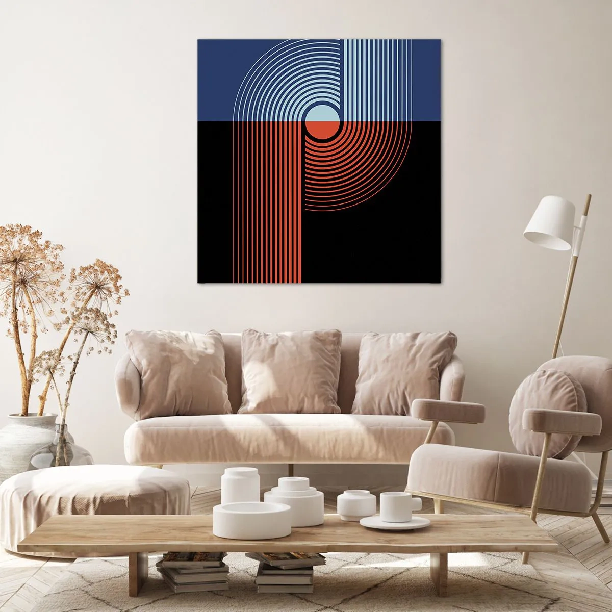 Lærredstryk - Billede på lærred - I en geometrisk omfavnelse - 60x60 cm