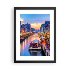 Plakat i sort ramme - En aften med lys og sjov - 30x40 cm