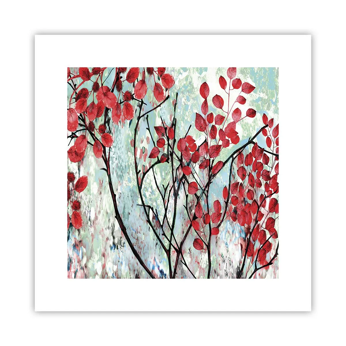 Plakat - Træ i skarlagenrødt - 30x30 cm