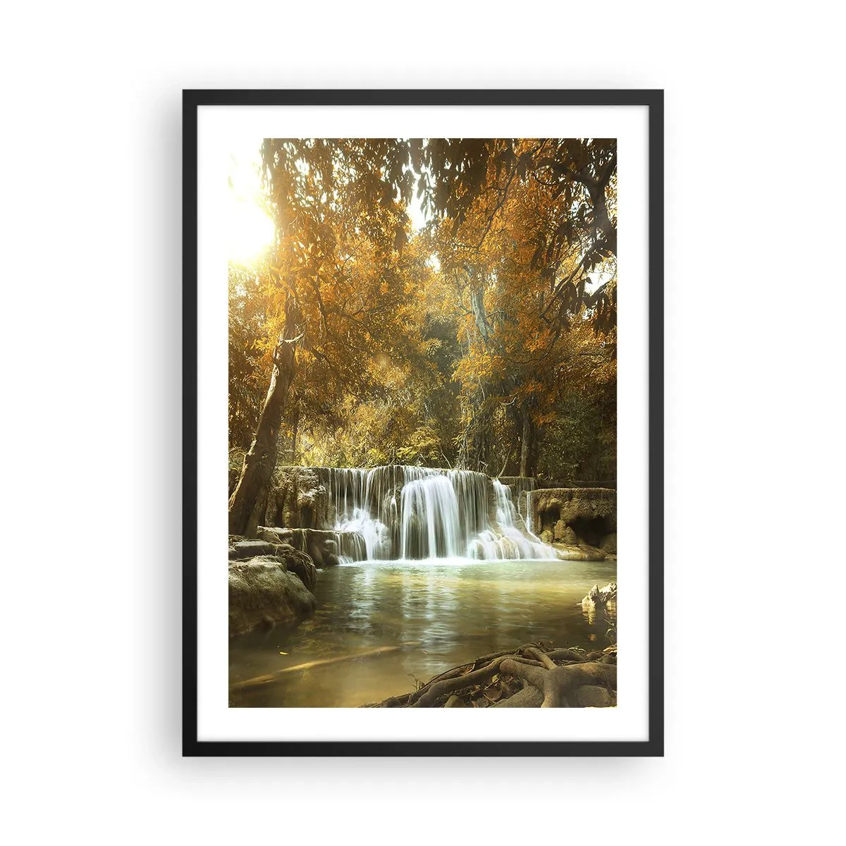 Plakat i sort ramme - Kaskade i parken - 50x70 cm