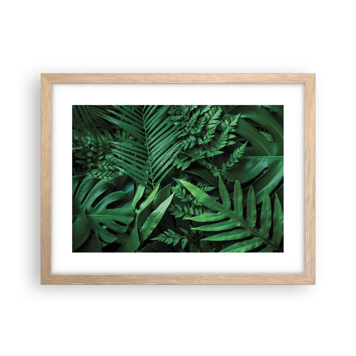 Plakat i ramme af lyst egetræ - Kranset i grønt - 40x30 cm