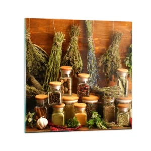 Billede på glas - Køkkenmagi - 70x70 cm