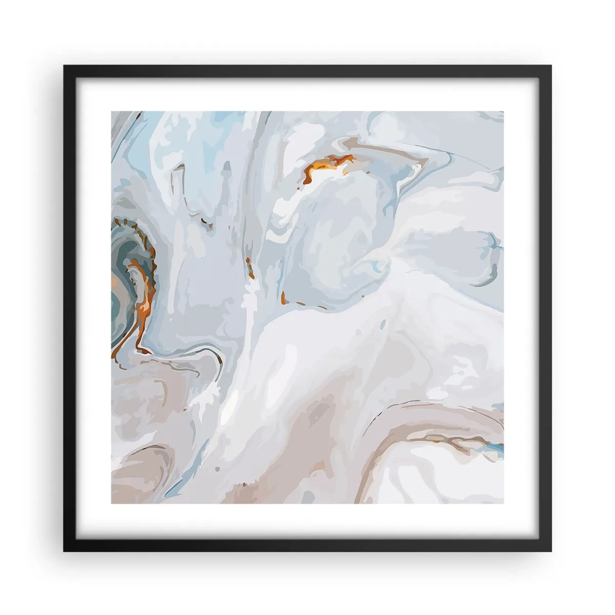 Plakat i sort ramme - Hvid opløftet - 50x50 cm