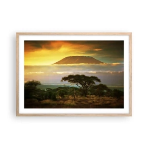 Plakat i ramme af lyst egetræ - En rejsendes drøm - 70x50 cm