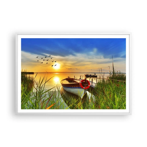 Plakat i hvid ramme - Skarverne er allerede på vej væk - 100x70 cm