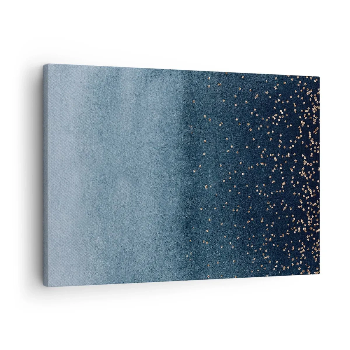 Lærredstryk - Billede på lærred - Blå gradienter med diskrete guldaccenter - 70x50cm - Sammensætning - blå faser - Moderne vægdekoration til stue og soveværelse ARTTOR