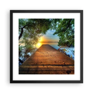 Plakat i sort ramme - Tag dig god tid, sæt dig ned - 40x40 cm