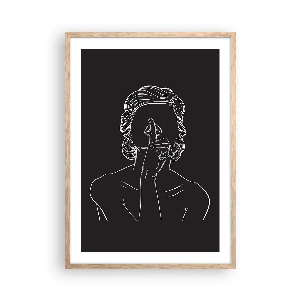 Plakat i ramme af lyst egetræ - Skønhed blomstrer i stilhed - 50x70 cm