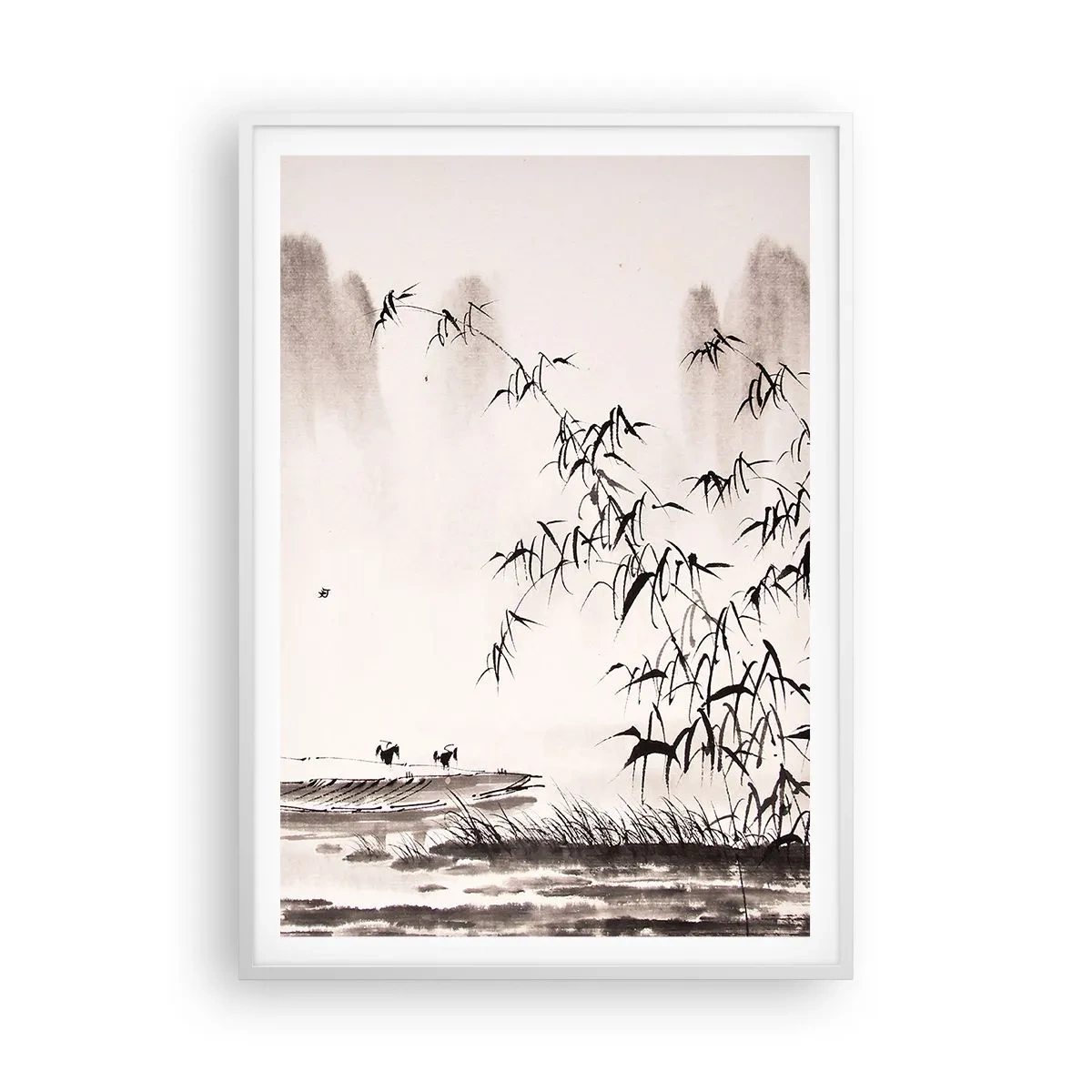 Plakat i hvid ramme - Stilhed i rismarkerne - 70x100 cm