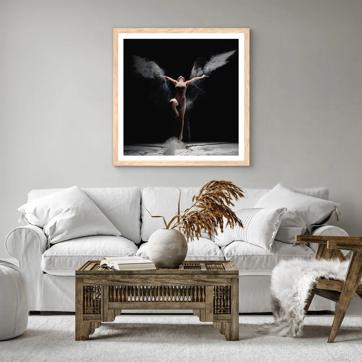 Plakat i ramme af lyst egetræ - Elfer findes - 30x30 cm