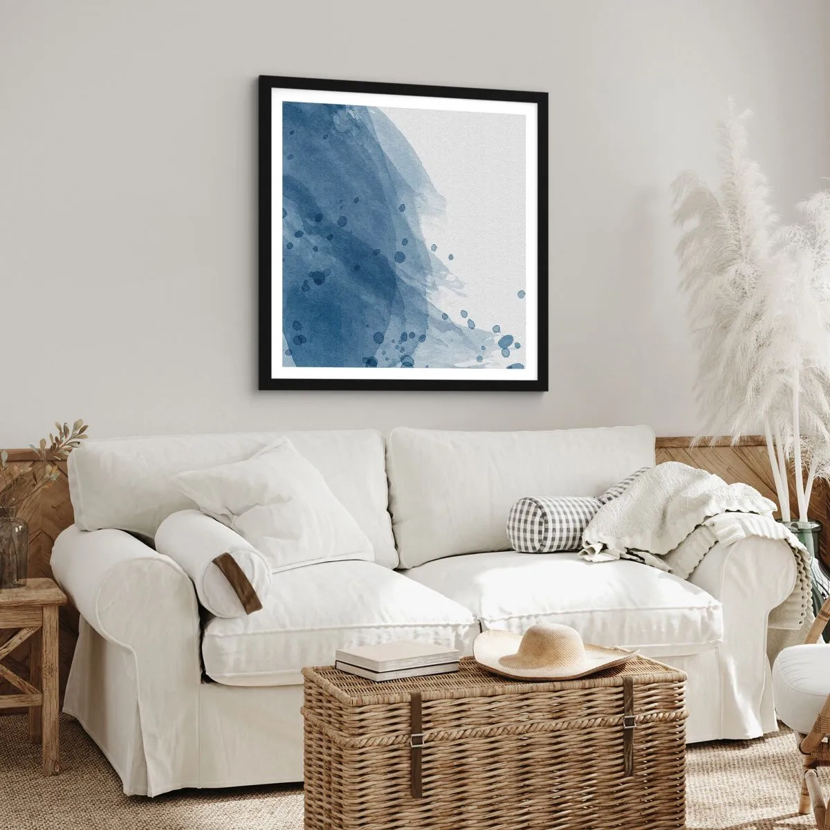 Plakat i sort ramme - Blå tyl - 30x30 cm