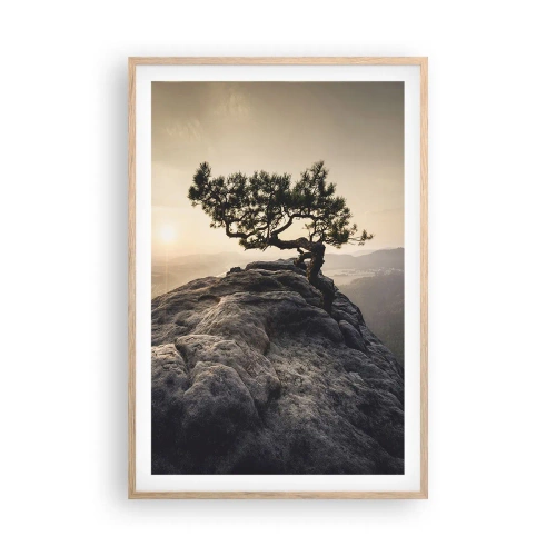 Plakat i ramme af lyst egetræ - Livet vinder altid - 61x91 cm