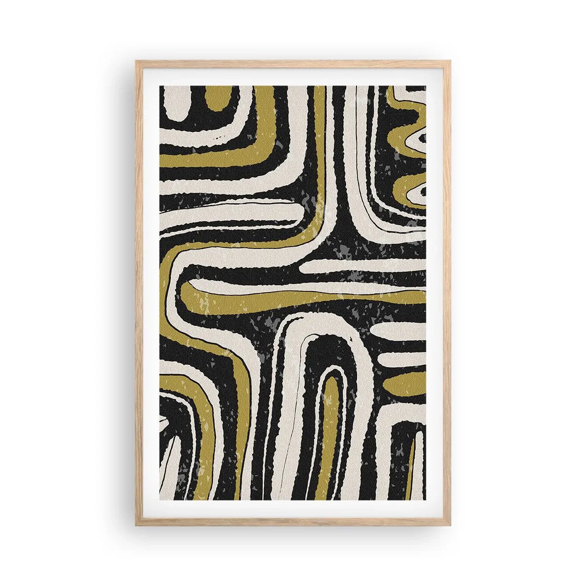 Plakat i ramme af lyst egetræ - Komposition: stier og gyder - 61x91 cm
