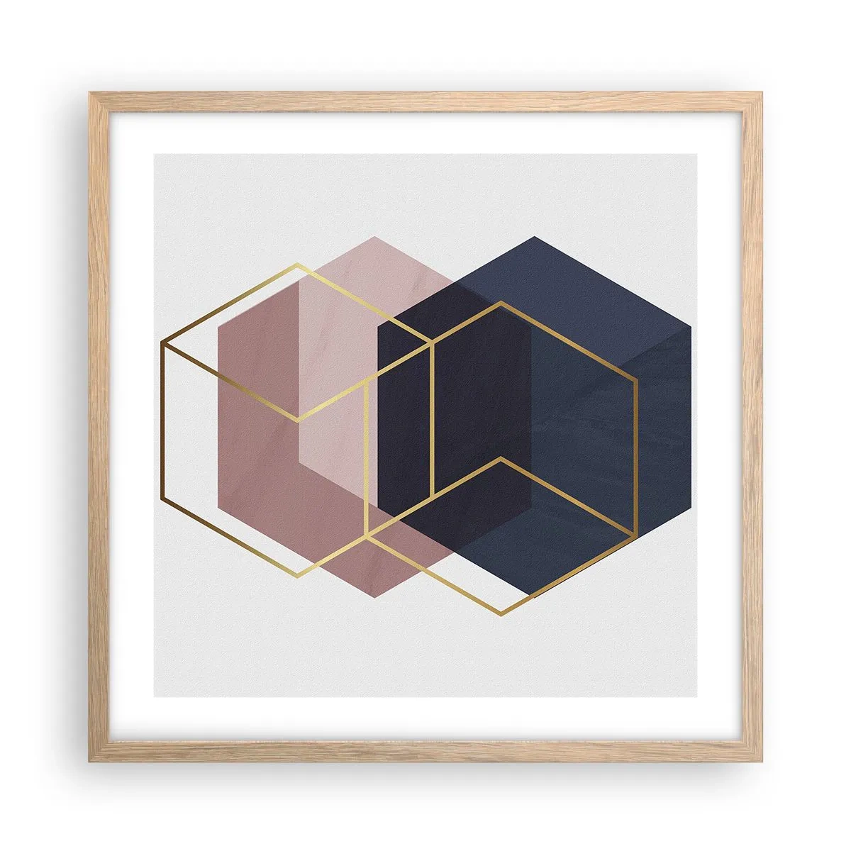 Plakat i ramme af lyst egetræ - Styrken ved enkelhed - 50x50 cm