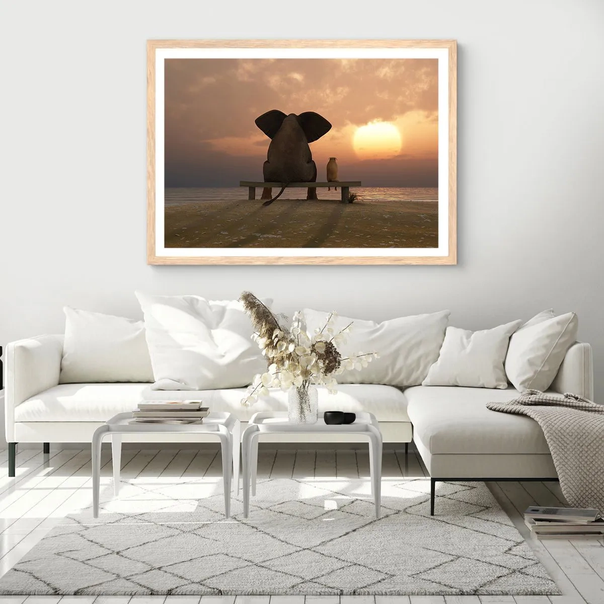 Plakat i ramme af lyst egetræ - Det er godt at være stille sammen - 50x40 cm