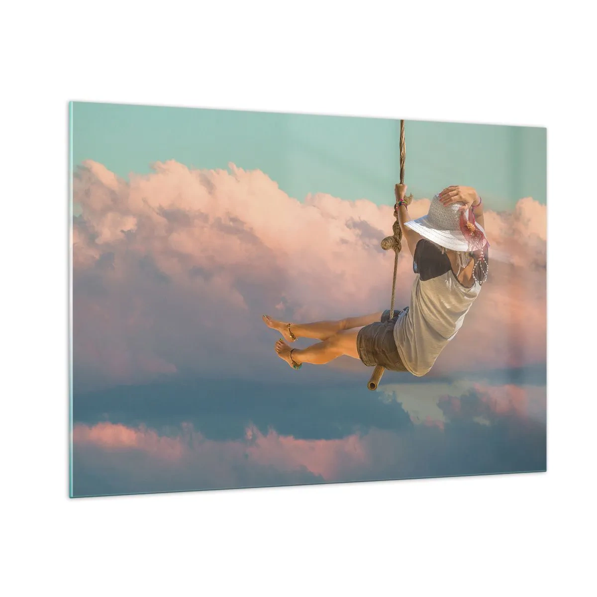 Billede på glas - Sjov i skyerne - 100x70 cm