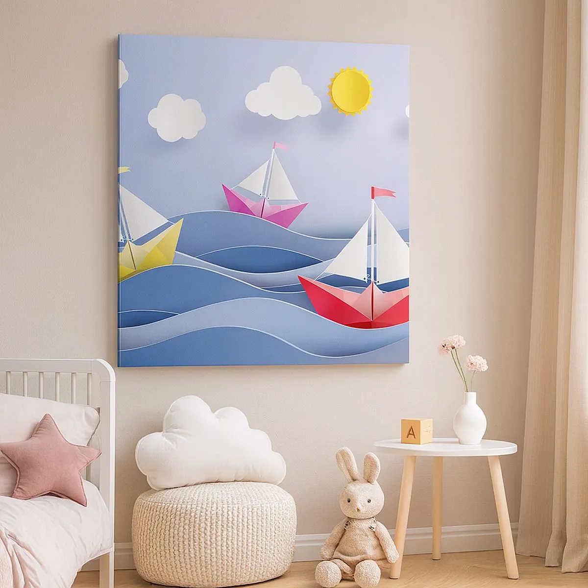 Lærredstryk - Billede på lærred - Ah, hvor dejligt at svinge sig mellem bølgerne - 30x30 cm