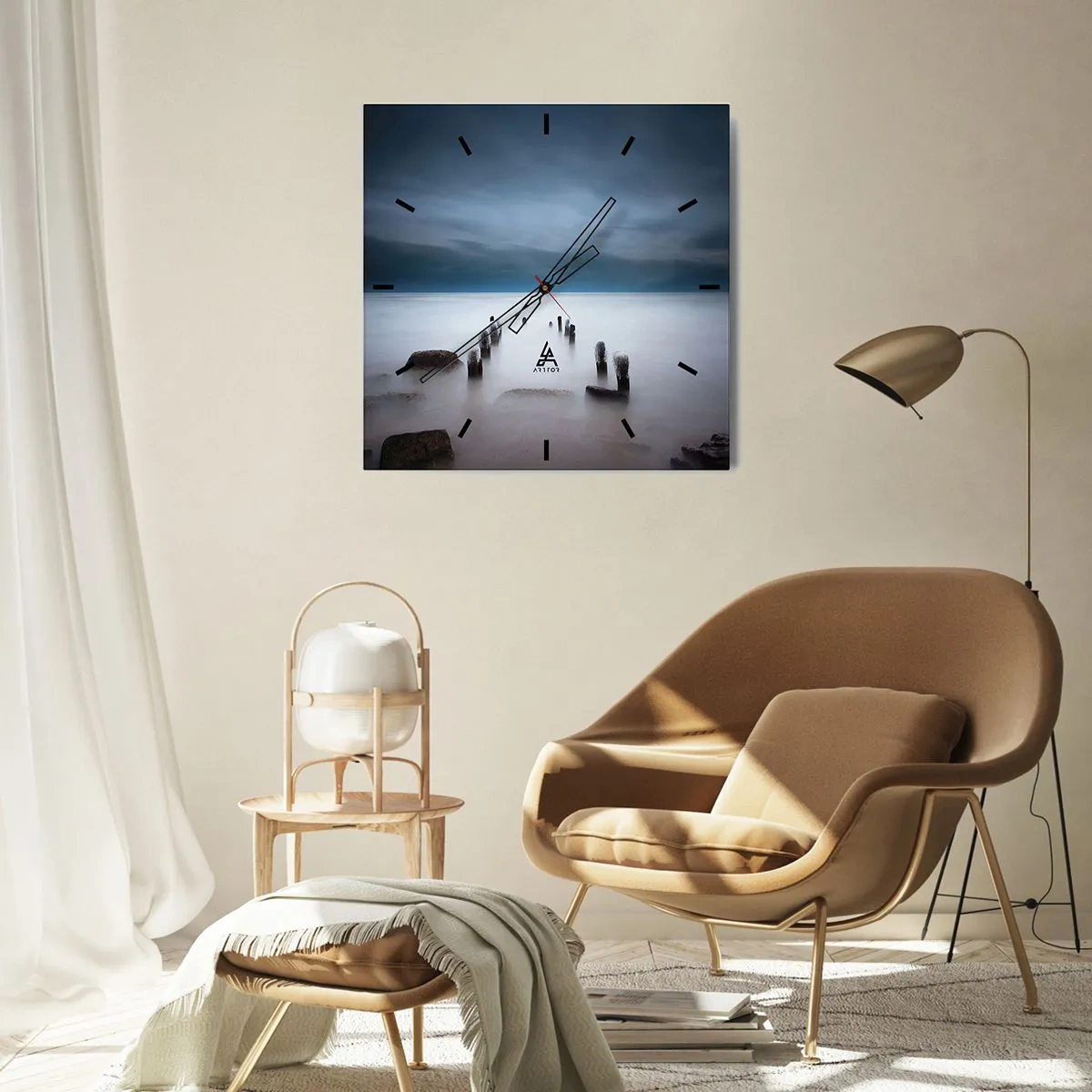 Vægur, Uret - En betænksom sø - 40x40 cm