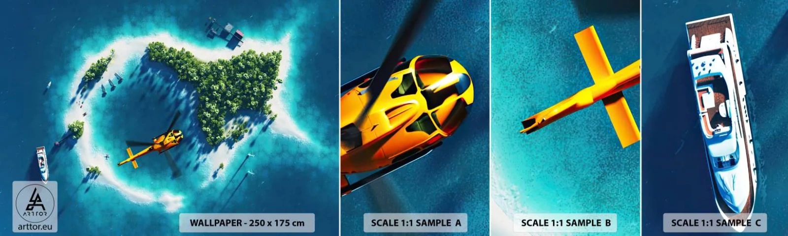 Prøve Fototapet Selvklæbende Deluxe Sticker - Køb en ø - Landskab, Ø, Strand - 100x30 cm