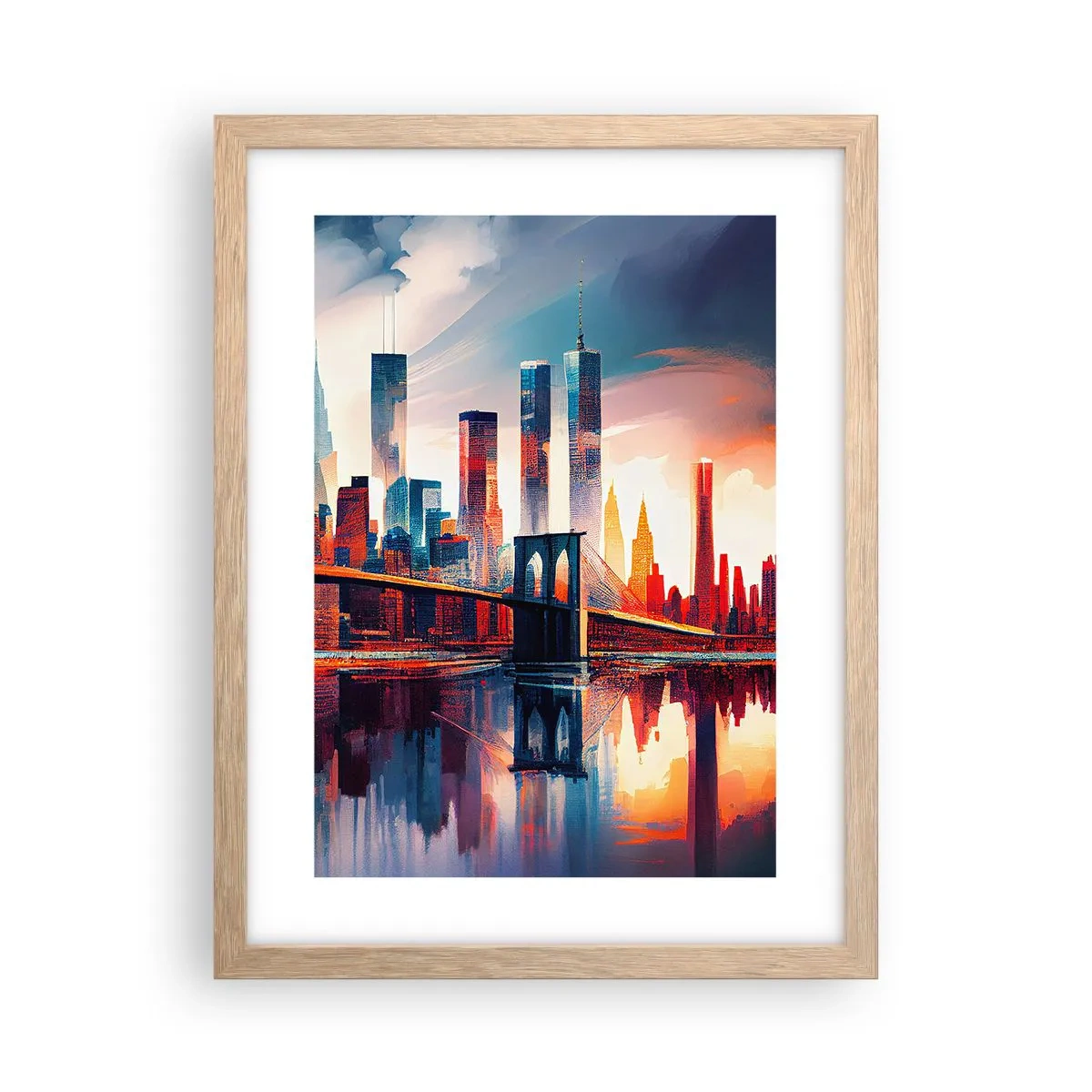Plakat i ramme af lyst egetræ - Fænomenale New York - 30x40 cm