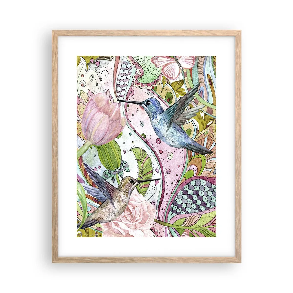 Plakat i ramme af lyst egetræ - Forviklet i vinstokkene - 40x50 cm