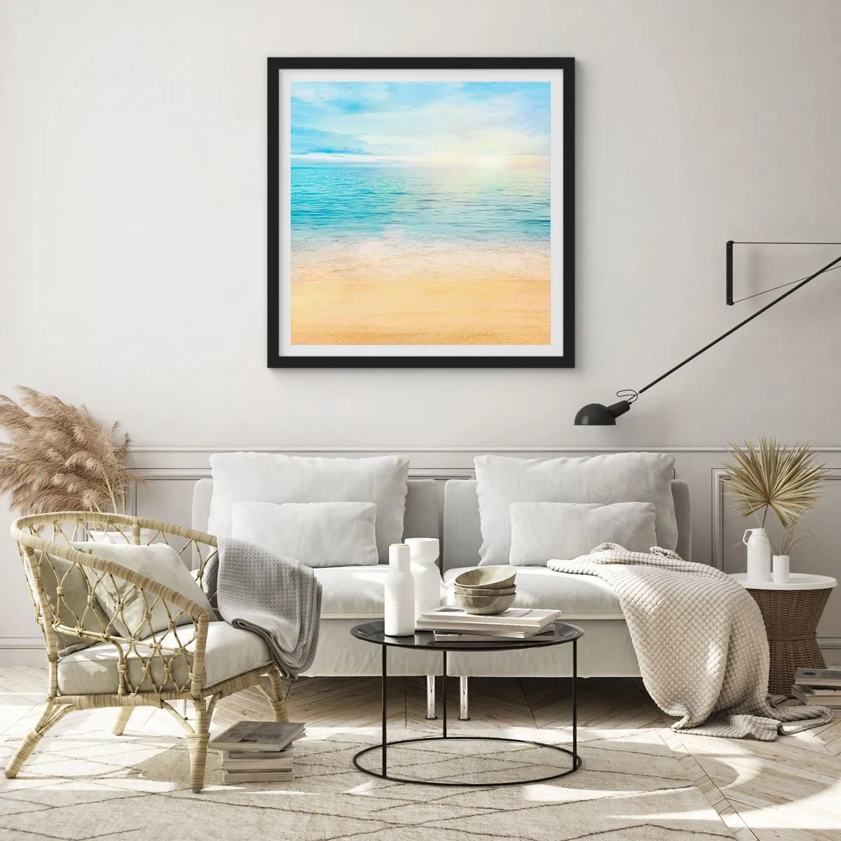 Plakat i sort ramme - Det store blå - 40x40 cm