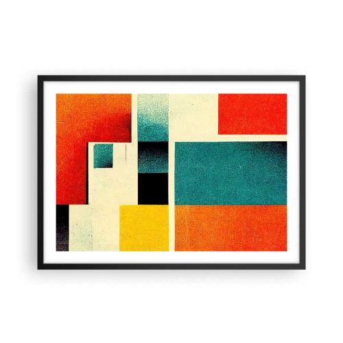 Plakat i sort ramme - Geometrisk abstraktion - god energi - 70x50 cm