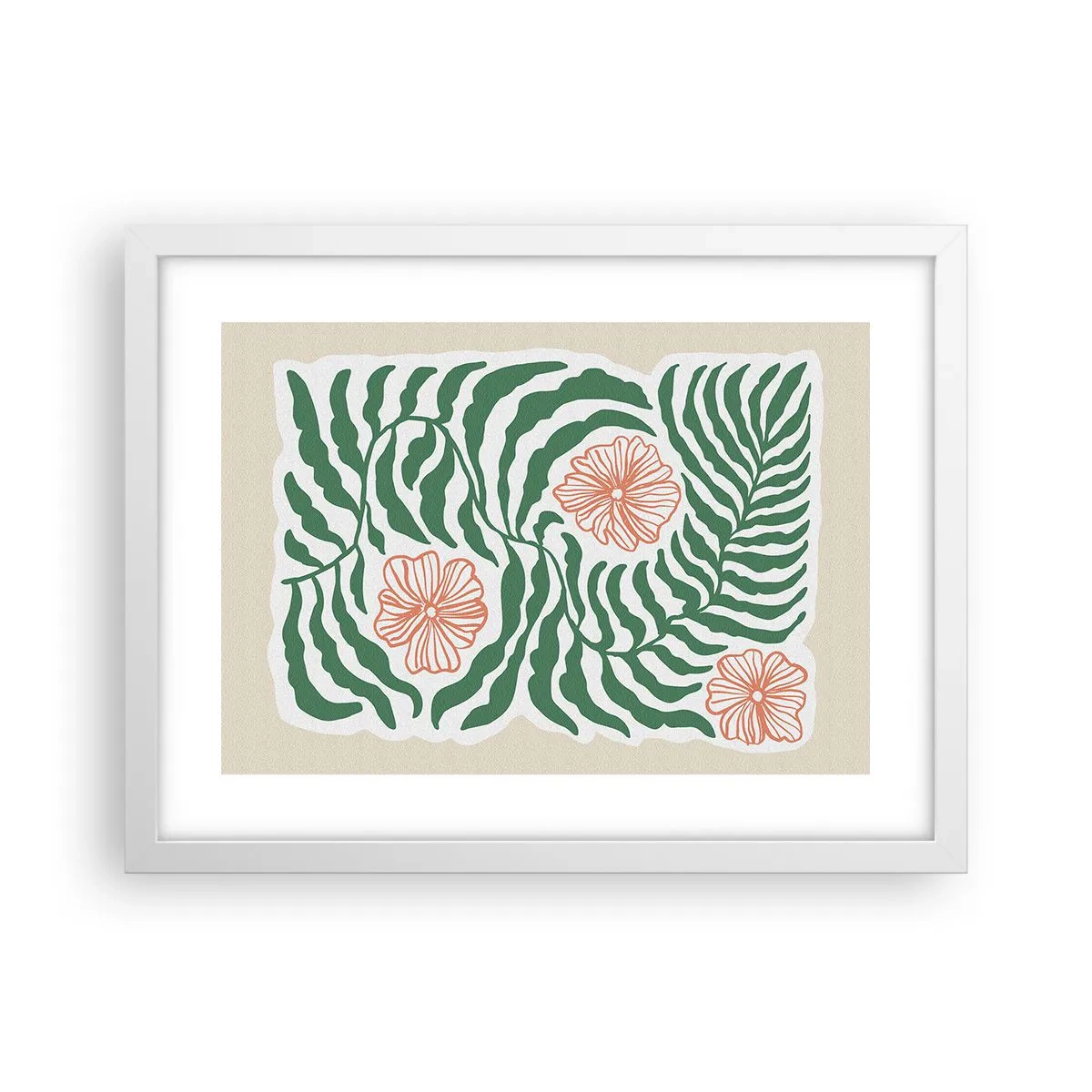 Plakat i hvid ramme - Blomstrede i grønt - 40x30 cm