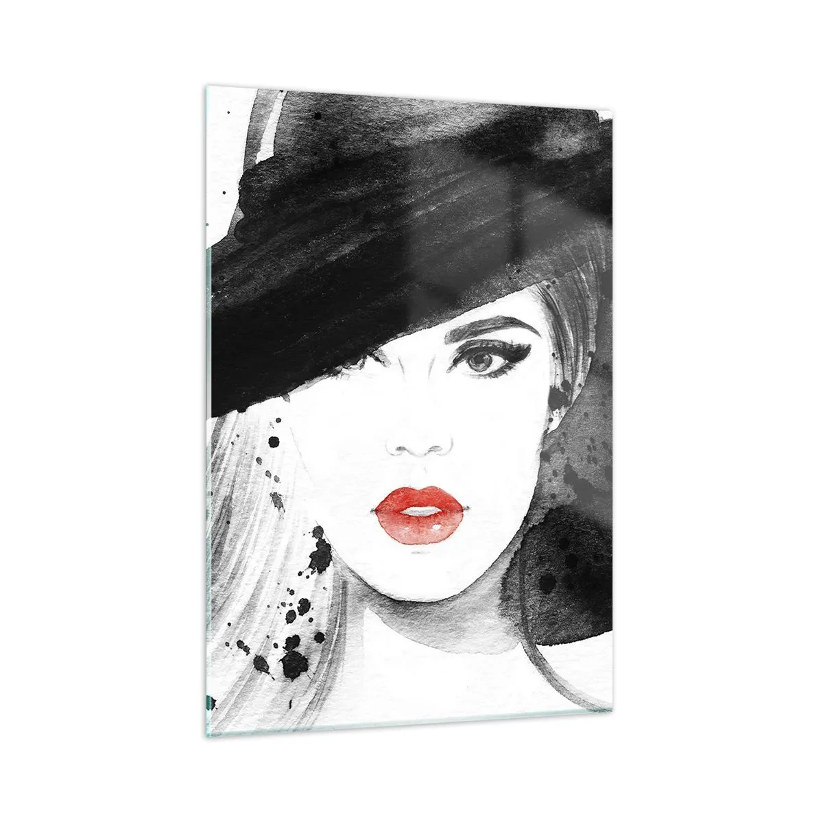 Billede på glas - Dame i sort - 50x70 cm