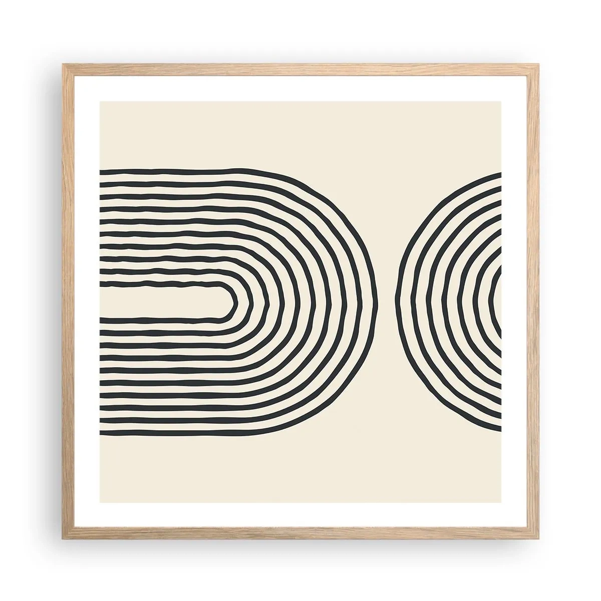 Plakat i ramme af lyst egetræ - Kommer snart... - 60x60 cm