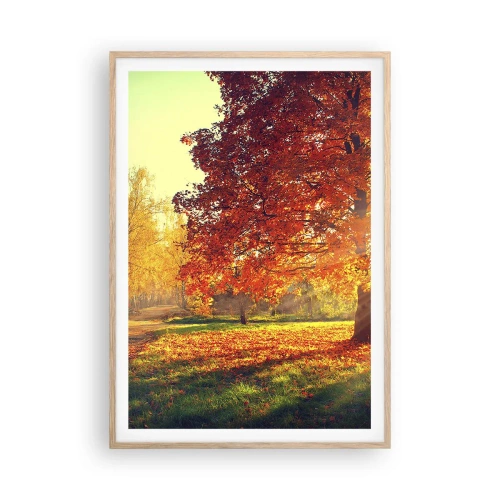 Plakat i ramme af lyst egetræ - Rød er smuk - 70x100 cm