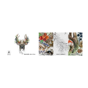 Prøve Fototapet Premium Canvas - I festlig påklædning - Abstraktion, Hjort, Rensdyr - 100x30 cm